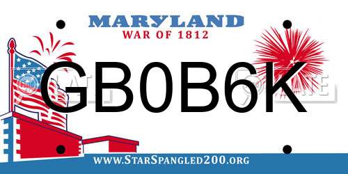 GB0B6K Maryland License Plate