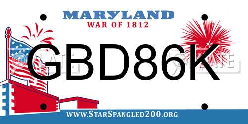 GBD86K Maryland License Plate