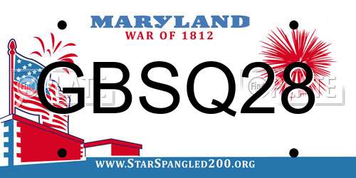 GBSQ28 Maryland License Plate