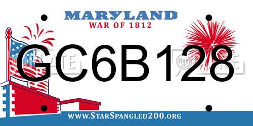 GC6B128 Maryland License Plate