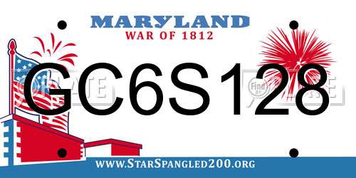 GC6S128 Maryland License Plate