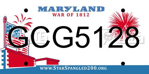 GCG5128 Maryland License Plate
