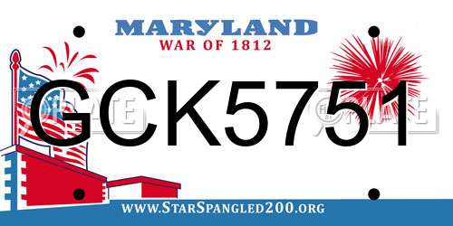 GCK5751 Maryland License Plate