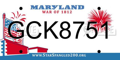 GCK8751 Maryland License Plate