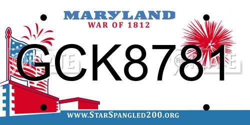 GCK8781 Maryland License Plate