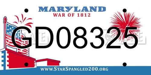 GD08325 Maryland License Plate
