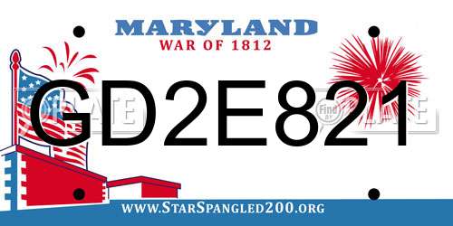 GD2E821 Maryland License Plate