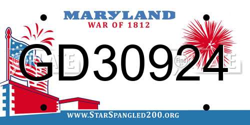 GD30924 Maryland License Plate