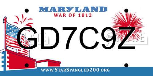 GD7C9Z Maryland License Plate