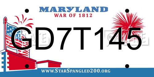 GD7T145 Maryland License Plate