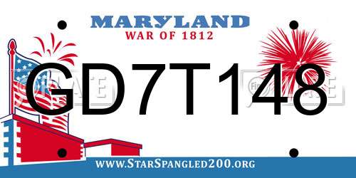 GD7T148 Maryland License Plate