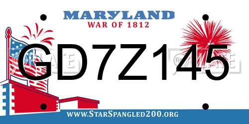 GD7Z145 Maryland License Plate