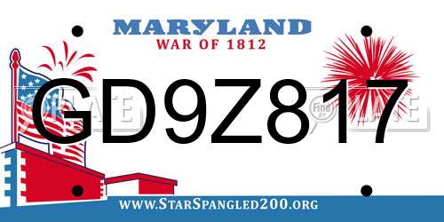 GD9Z817 Maryland License Plate