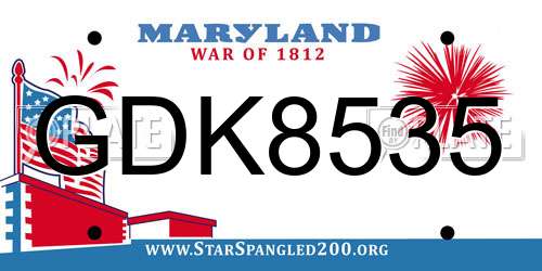 GDK8535 Maryland License Plate