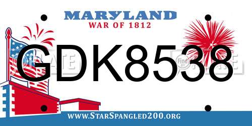 GDK8538 Maryland License Plate
