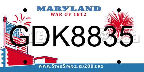 GDK8835 Maryland License Plate