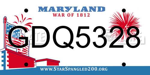 GDQ5328 Maryland License Plate