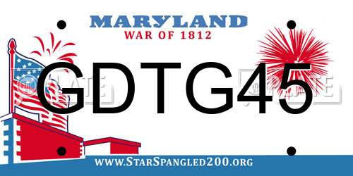 GDTG45 Maryland License Plate