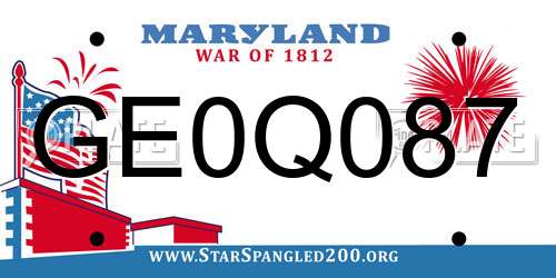 GE0Q087 Maryland License Plate