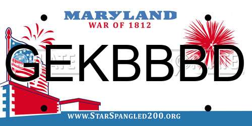 GEKBBBD Maryland License Plate
