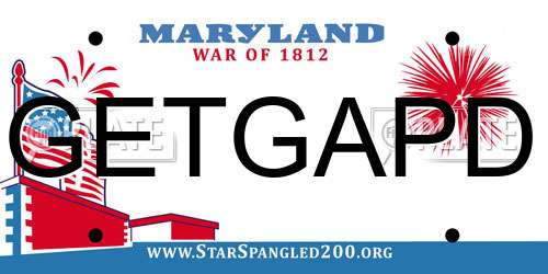 GETGAPD Maryland License Plate