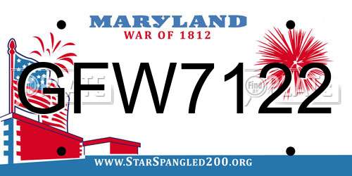 GFW7122 Maryland License Plate
