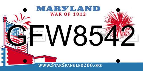 GFW8542 Maryland License Plate