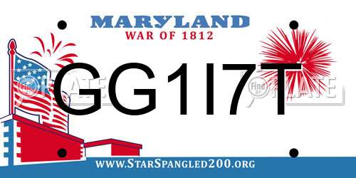 GG1I7T Maryland License Plate