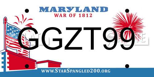 GGZT99 Maryland License Plate