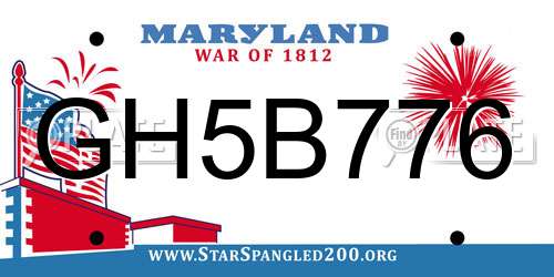 GH5B776 Maryland License Plate