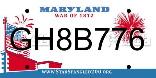 GH8B776 Maryland License Plate