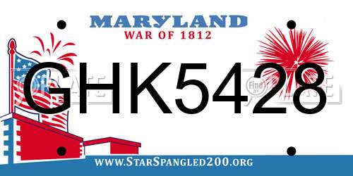 GHK5428 Maryland License Plate