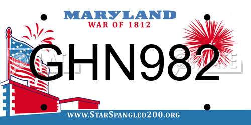 GHN982 Maryland License Plate