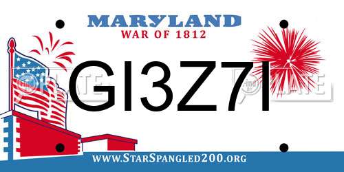 GI3Z7I Maryland License Plate