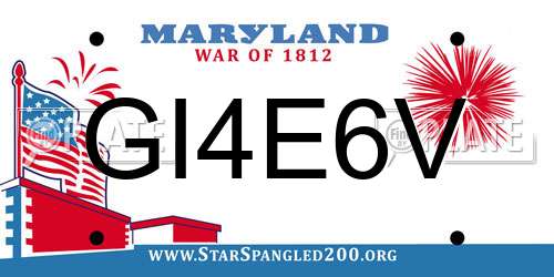 GI4E6V Maryland License Plate