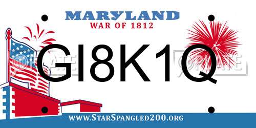 GI8K1Q Maryland License Plate