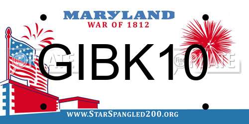 GIBK10 Maryland License Plate