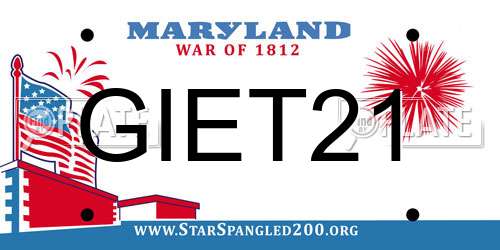 GIET21 Maryland License Plate