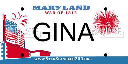 GINA Maryland License Plate