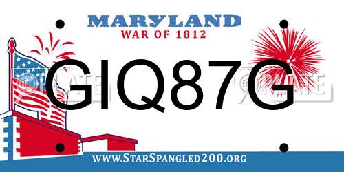 GIQ87G Maryland License Plate