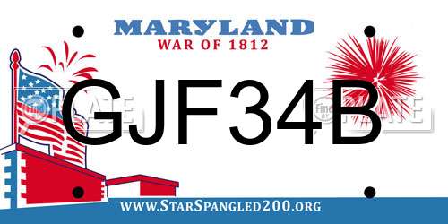 GJF34B Maryland License Plate