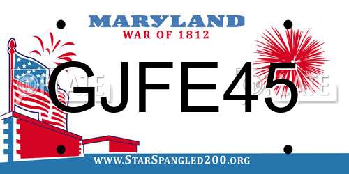 GJFE45 Maryland License Plate