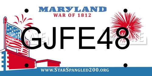 GJFE48 Maryland License Plate