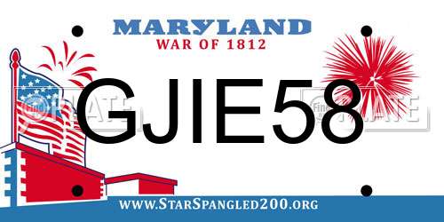GJIE58 Maryland License Plate