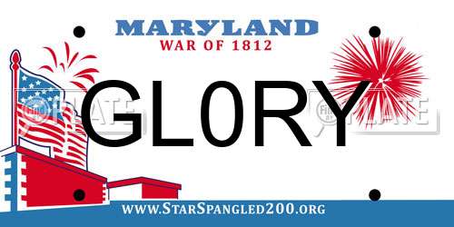 GL0RY Maryland License Plate