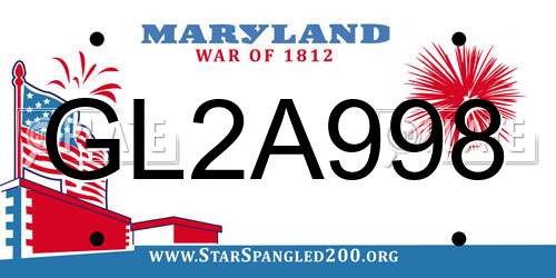 GL2A998 Maryland License Plate