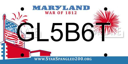 GL5B6T Maryland License Plate