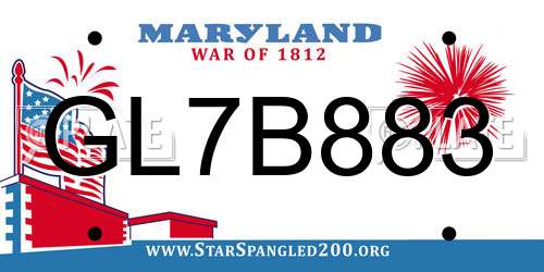 GL7B883 Maryland License Plate