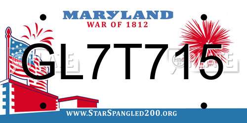 GL7T715 Maryland License Plate