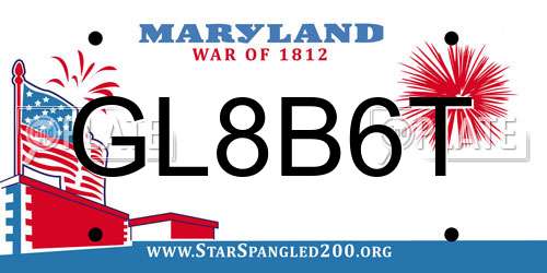 GL8B6T Maryland License Plate